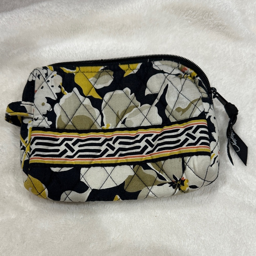 Vera Bradley Black and Yellow Floral Cosmetic Bag